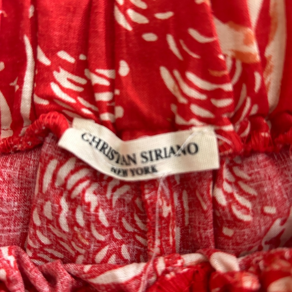 Christian Siriano Red and White Patterned Shorts